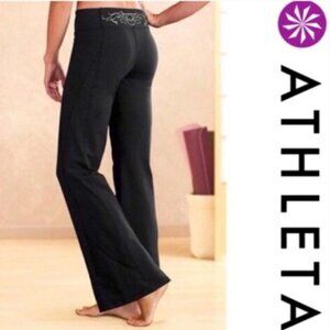 Athleta Kurve Tattoo Flare Yoga Pants Black Size Medium Tall #736587 Pull On